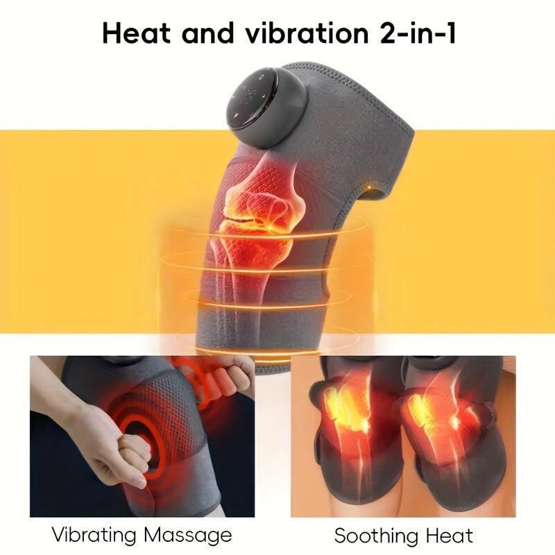 USB Rechargeable Heated Knee Massager, Electric Heating Knee Protection For Shoulder And Elbow Massage, Vibration Massage And Adjustable Heat, Portable Hot Compress Massager For Knee Relaxation & Keeping Warm, Gifts For Husba