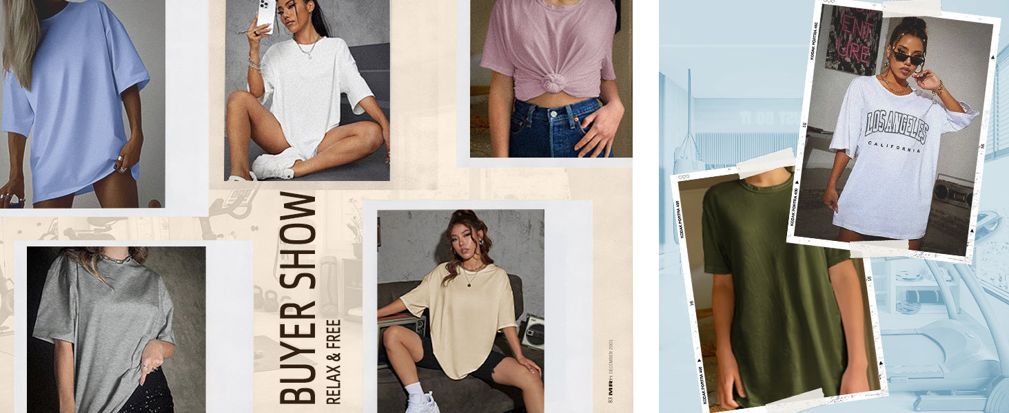Womens Oversized T Shirts Loose Fit Crewneck Short Sleeve Tops Summer Casual Blouse Y2K 2025 Basic Tee Beach