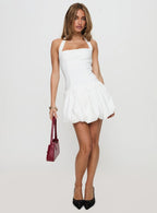 Gigli Bubble Hem Mini Dress White