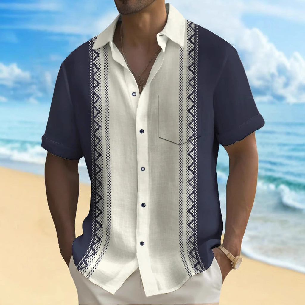 Multicolor Printed Personal Leisure Loose Men's Shirt