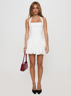 Gigli Bubble Hem Mini Dress White