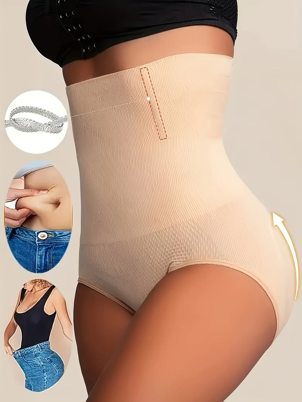 High-Waisted Tummy Control Shapewear Panties For Women - Butt Lifter & Body Shaper Underwear, 80% Nylon/20% Spandex, Soft & Breathable, Hand Wash Only, Seamless Waist Trainer For Posture Support & Weight Loss, Tummy Control U