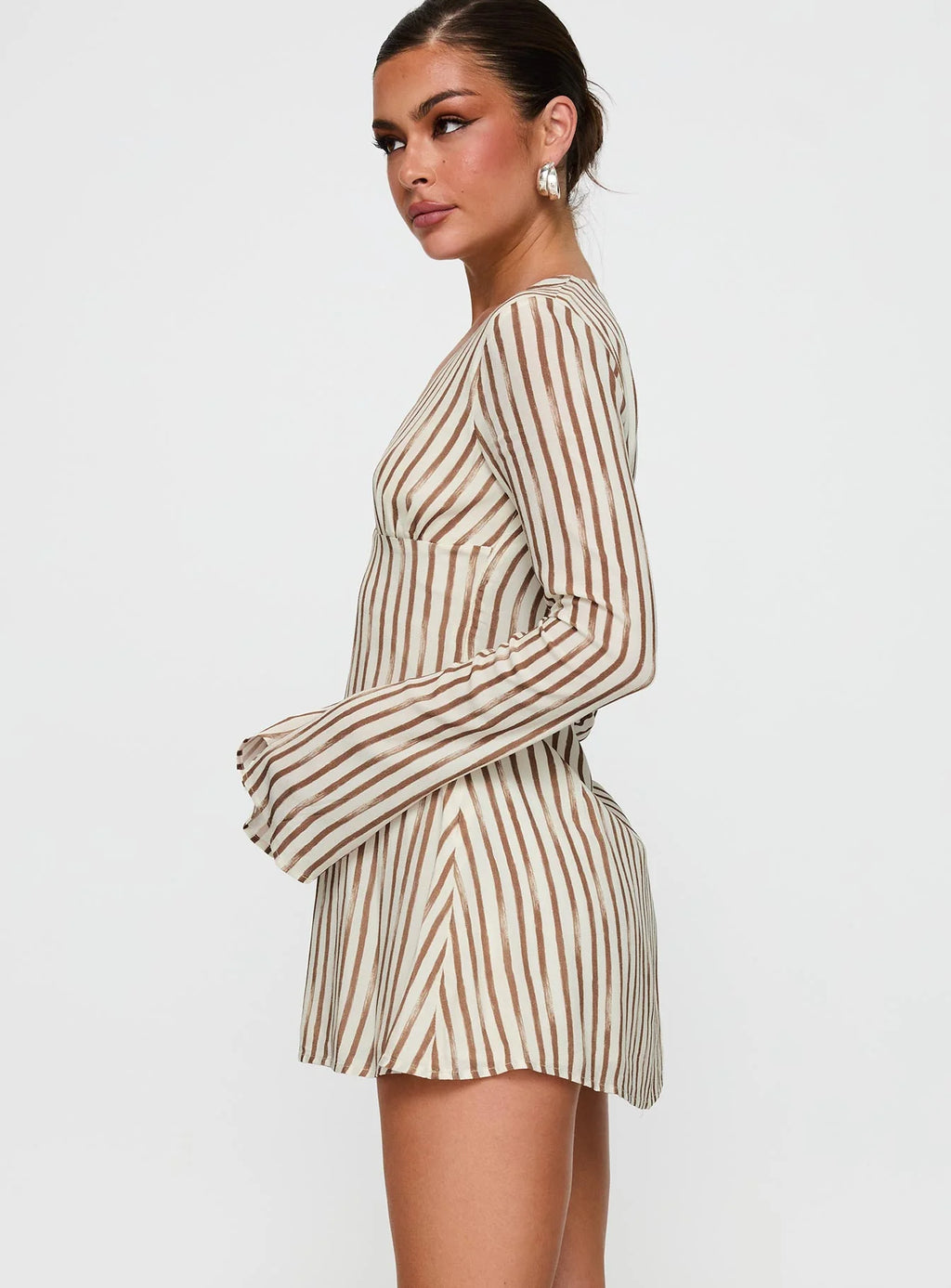 The Good Life Mini Dress Brown / White Stripe