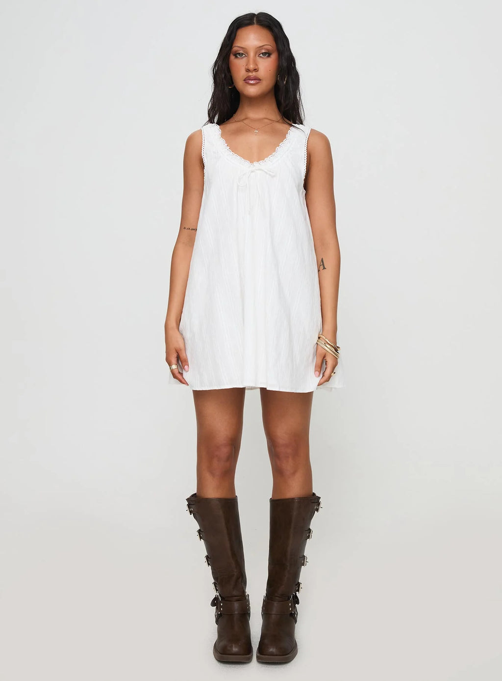 Antiquity Swing Mini Dress White