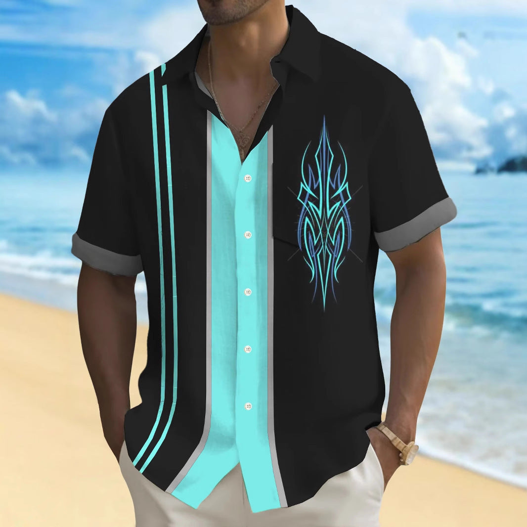 Multicolor Printed Personal Leisure Loose Men's Shirt