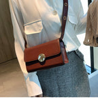 Wide shoulder strap small square bag handbag