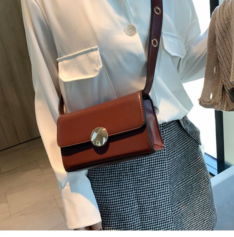 Wide shoulder strap small square bag handbag