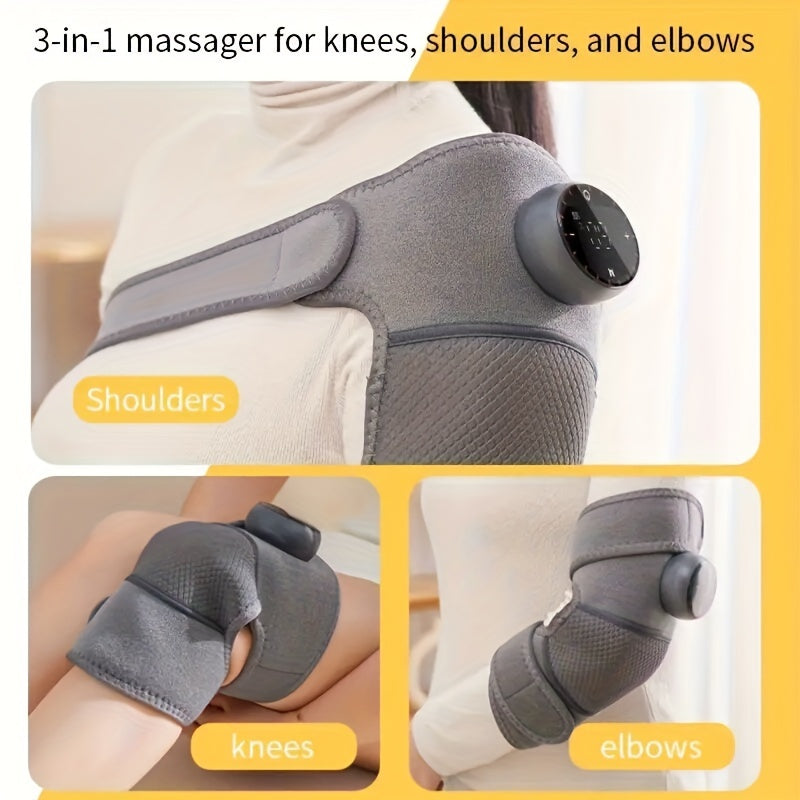 USB Rechargeable Heated Knee Massager, Electric Heating Knee Protection For Shoulder And Elbow Massage, Vibration Massage And Adjustable Heat, Portable Hot Compress Massager For Knee Relaxation & Keeping Warm, Gifts For Husba