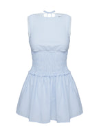 Yennifer Shirred Mini Dress Blue / White