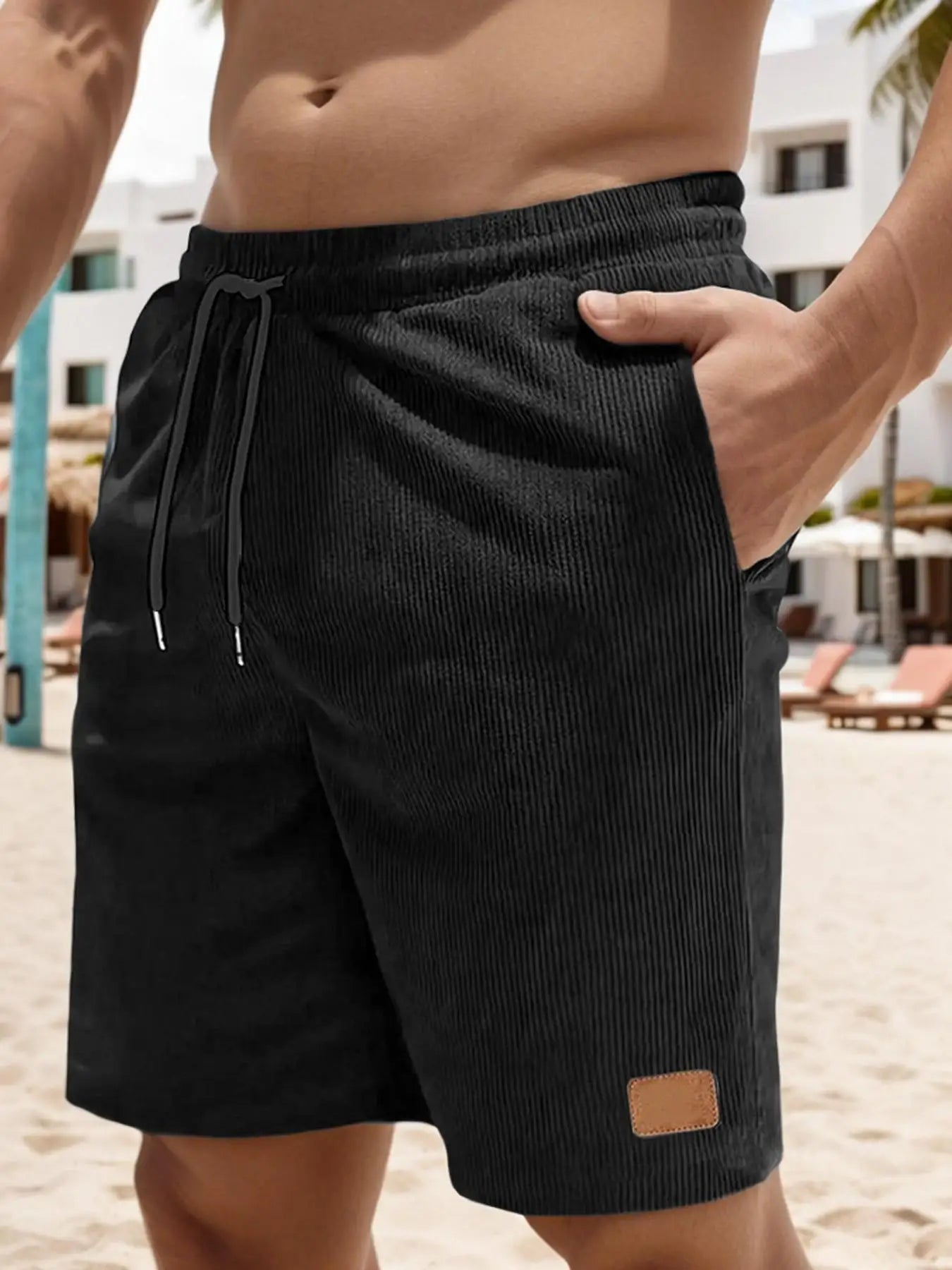Men's Loose Textured Drawstring Waist Shorts, Casual Comfortable Summer Shorts