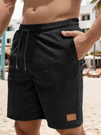 Men's Loose Textured Drawstring Waist Shorts, Casual Comfortable Summer Shorts