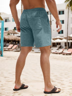 Men's Loose Textured Drawstring Waist Shorts, Casual Comfortable Summer Shorts