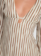 The Good Life Mini Dress Brown / White Stripe