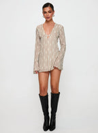 The Good Life Mini Dress Brown / White Stripe