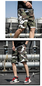 Summer Men's Outdoor Camouflage Cargo Shorts Pocket Cotton Casual Half Pants Mid Waist Drawstring Loose Shorts Bib Overalls 7XL
