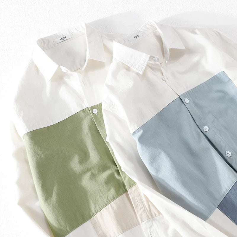 Designer New Long Sleeved Casual Pure Cotton Shirts For Men Brand Patchwork Comfortable Top Clothes Camisas De Hombre Chemise