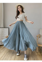 Women Elegant Chiffon High Waist Wide Leg Pants Casual Korean Fashion Pleated Loose Trousers Clothes Comodi Pantalones De Mujer