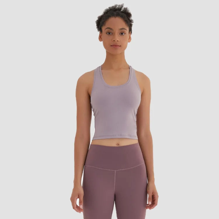 CretKoav Sports Vest Women's Running Fitness T Shirts Sexy Crop Top Workout Quick-Dry Yoga Tank Tops Elastic Tight Gym Clothes