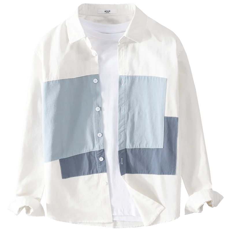 Designer New Long Sleeved Casual Pure Cotton Shirts For Men Brand Patchwork Comfortable Top Clothes Camisas De Hombre Chemise