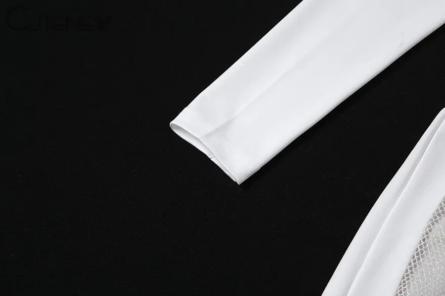 Cutenew Sexy Mesh Patchwork One Shoulder Playsuits Women Elegant Solid Skinny Flare Pants Jumpsuit Fashion Lady Party Streetwear