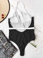 VigoCasey Hollow Out One Shoulder Swimwear Women 2025 Sexy One Piece Swimsuit Female High Waist Monokini Solid Belt Bathing Suit