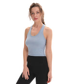 CretKoav Sports Vest Women's Running Fitness T Shirts Sexy Crop Top Workout Quick-Dry Yoga Tank Tops Elastic Tight Gym Clothes