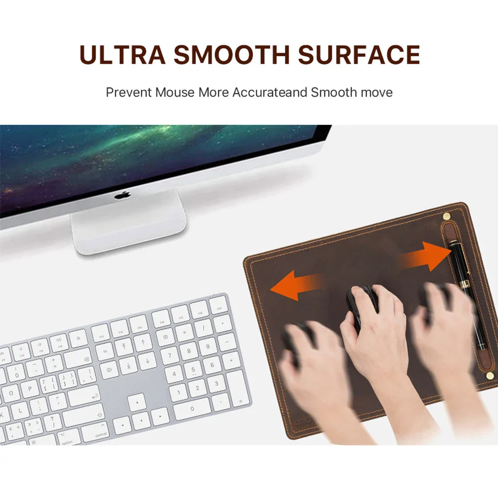CONTACT'S FAMILY Anti-Slip Mouse Pad Mat Laptop Nubuck Leather with Pen Holder Gaming Mice New Desk Cushion Retro Comfortable