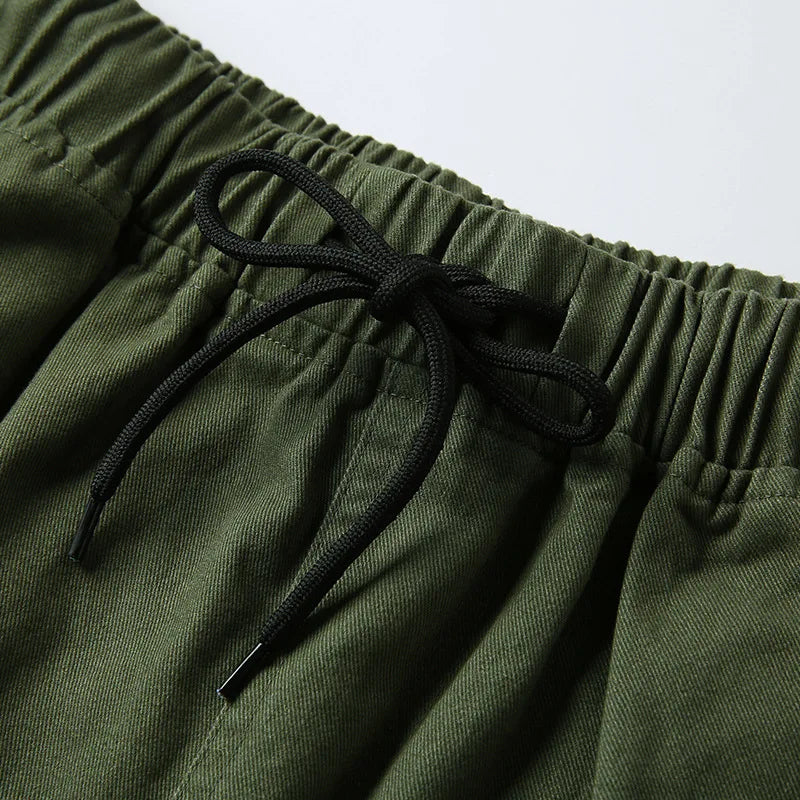 Summer Men's Outdoor Camouflage Cargo Shorts Pocket Cotton Casual Half Pants Mid Waist Drawstring Loose Shorts Bib Overalls 7XL