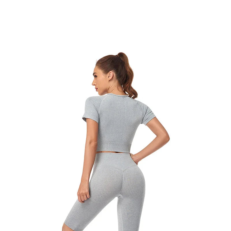 WAREBALL Women Yoga Shirts Short Sleeve Crop Top Gym Tops Fitness Running Workout Sport T-Shirts Sports Wear