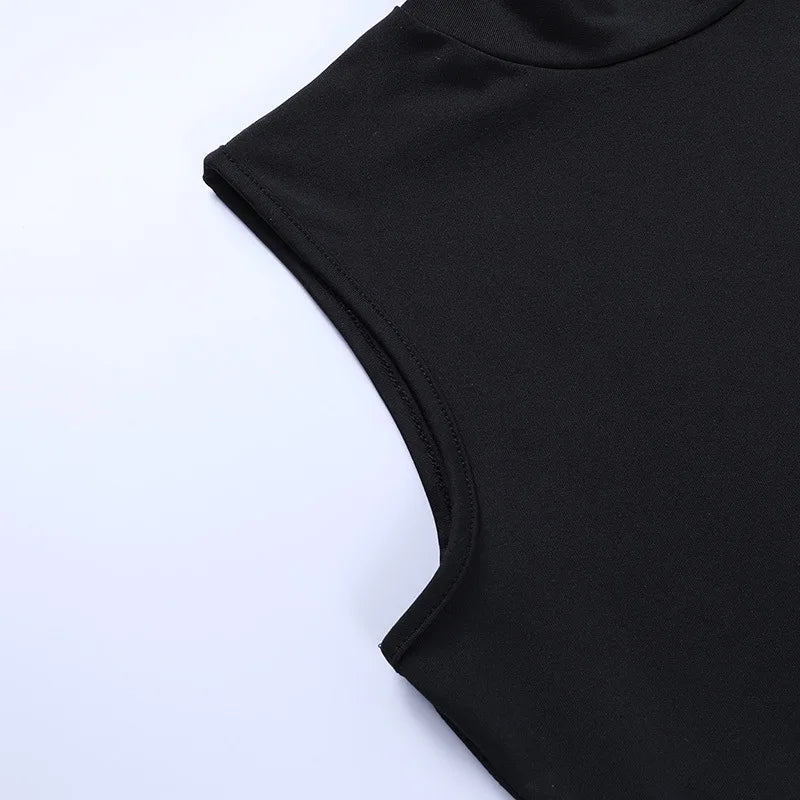 Elegant Black Sleeveless Bandage Sexy Dress for Women Club Party Backless Tank Dresses Skinny Fashion Summer