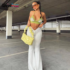 Weird Puss Y2K Low Waist Flare Pants Women Drawstring Ruched Long Trousers Elastic Casual Streetwear Fashion Bandage Bottoms