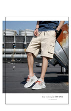 Summer Men's Outdoor Camouflage Cargo Shorts Pocket Cotton Casual Half Pants Mid Waist Drawstring Loose Shorts Bib Overalls 7XL