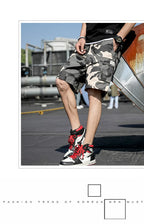 Summer Men's Outdoor Camouflage Cargo Shorts Pocket Cotton Casual Half Pants Mid Waist Drawstring Loose Shorts Bib Overalls 7XL