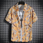 Hawaiian beach shirts Men's short-sleeved casual shirts Seaside vacation quick-drying clothes Loose floral tops