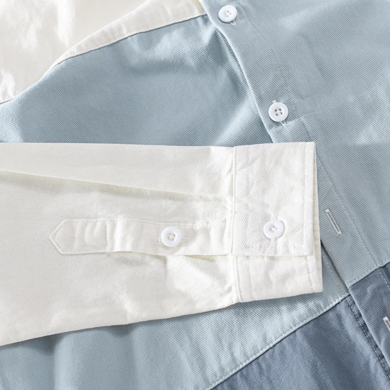 Designer New Long Sleeved Casual Pure Cotton Shirts For Men Brand Patchwork Comfortable Top Clothes Camisas De Hombre Chemise