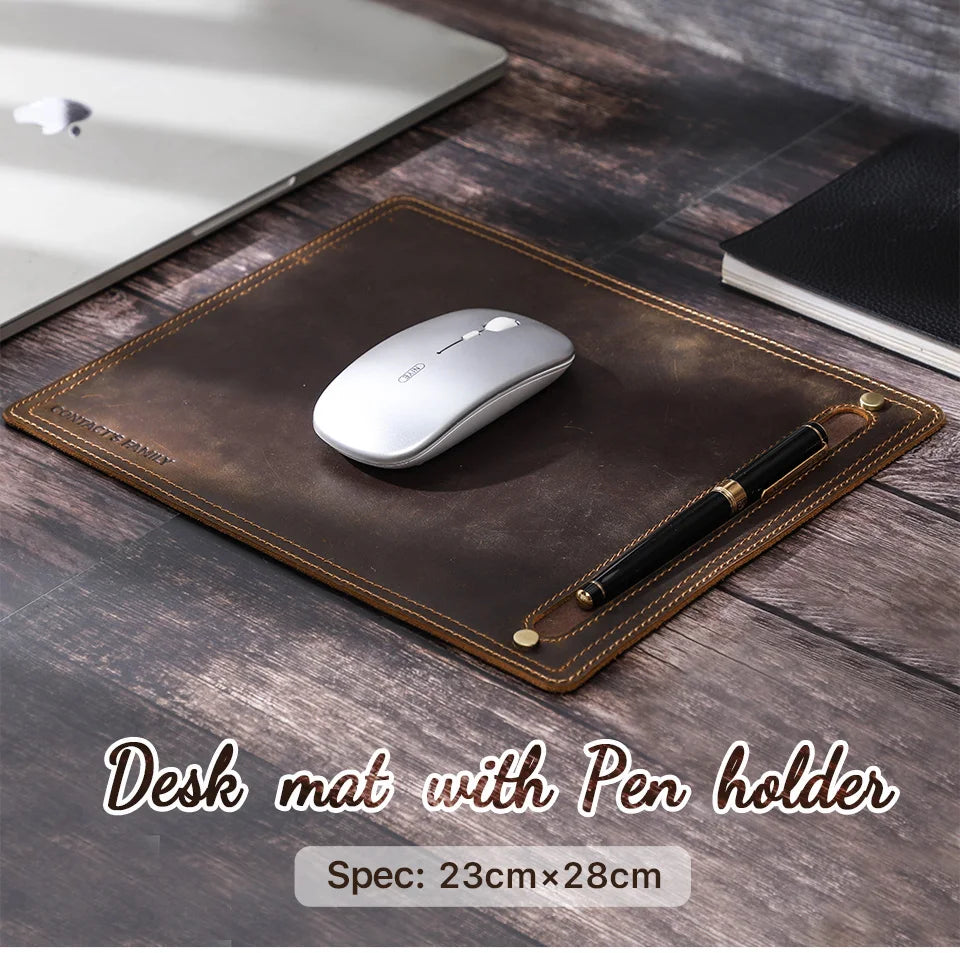CONTACT'S FAMILY Anti-Slip Mouse Pad Mat Laptop Nubuck Leather with Pen Holder Gaming Mice New Desk Cushion Retro Comfortable