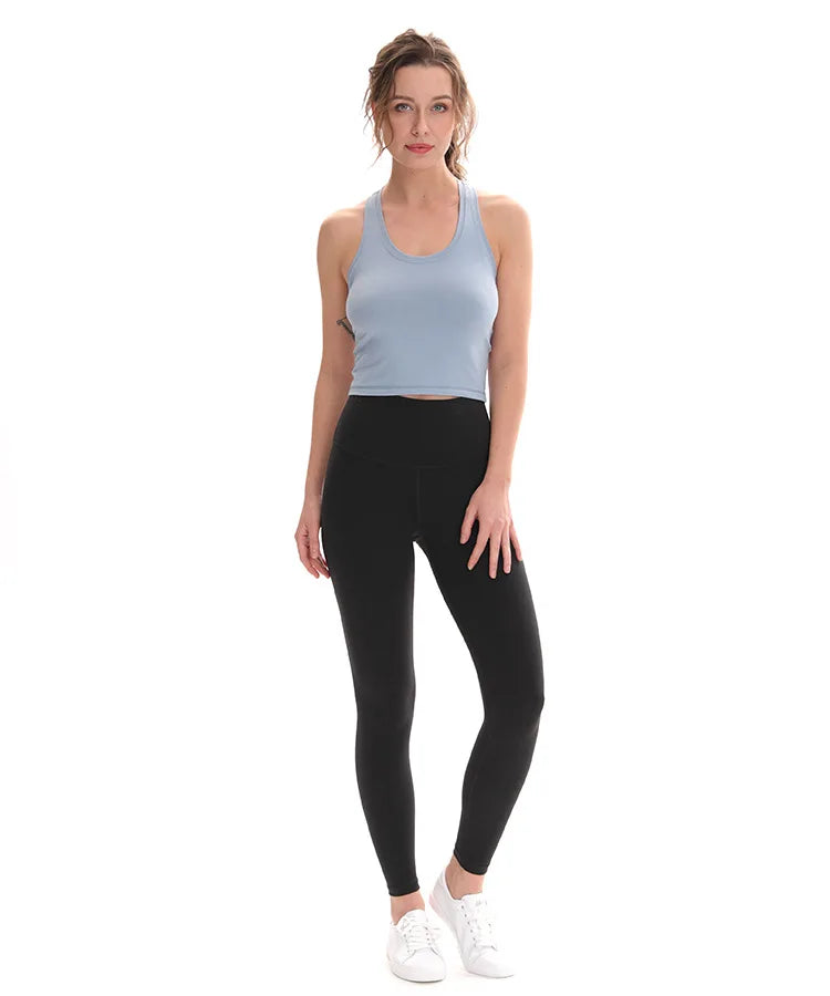 CretKoav Sports Vest Women's Running Fitness T Shirts Sexy Crop Top Workout Quick-Dry Yoga Tank Tops Elastic Tight Gym Clothes