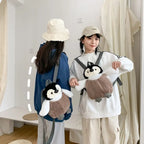 Cute Penguin Plush Backpack For Girls Khaki Penguin Plush Shoulder Bag Birthday Best Gift For Girls Soft Small Bag