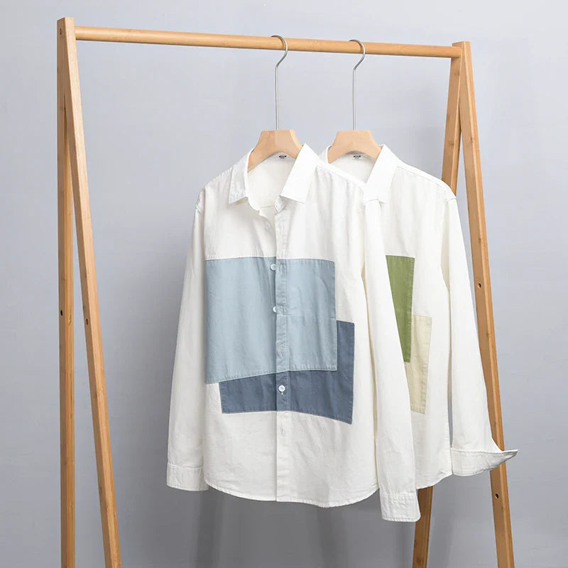 Designer New Long Sleeved Casual Pure Cotton Shirts For Men Brand Patchwork Comfortable Top Clothes Camisas De Hombre Chemise