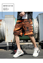 Summer Men's Outdoor Camouflage Cargo Shorts Pocket Cotton Casual Half Pants Mid Waist Drawstring Loose Shorts Bib Overalls 7XL