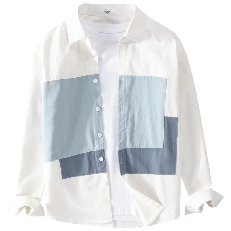 Designer New Long Sleeved Casual Pure Cotton Shirts For Men Brand Patchwork Comfortable Top Clothes Camisas De Hombre Chemise