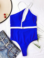 VigoCasey Hollow Out One Shoulder Swimwear Women 2025 Sexy One Piece Swimsuit Female High Waist Monokini Solid Belt Bathing Suit