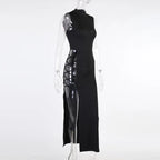 Elegant Black Sleeveless Bandage Sexy Dress for Women Club Party Backless Tank Dresses Skinny Fashion Summer
