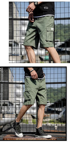 Summer Men's Outdoor Camouflage Cargo Shorts Pocket Cotton Casual Half Pants Mid Waist Drawstring Loose Shorts Bib Overalls 7XL