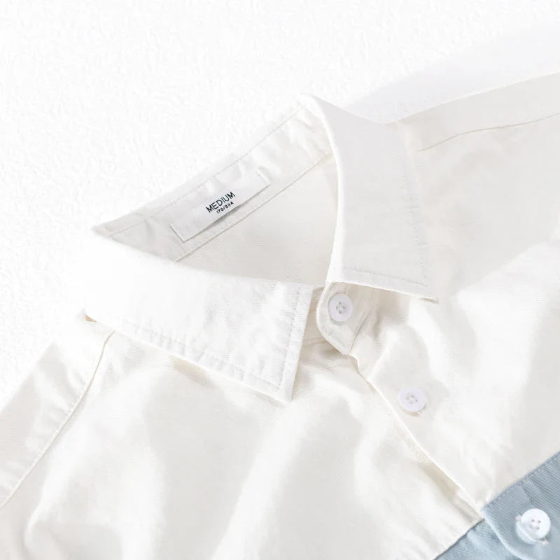 Designer New Long Sleeved Casual Pure Cotton Shirts For Men Brand Patchwork Comfortable Top Clothes Camisas De Hombre Chemise