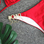 Halter Metal Chains Rhinestone Diamond Bikini Women Swimsuit Female Swimwear Two Pieces Bikini set Brazilian Bathing Suit Swim