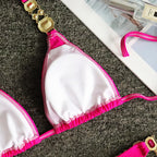 Halter Metal Chains Rhinestone Diamond Bikini Women Swimsuit Female Swimwear Two Pieces Bikini set Brazilian Bathing Suit Swim