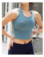 CretKoav Sports Vest Women's Running Fitness T Shirts Sexy Crop Top Workout Quick-Dry Yoga Tank Tops Elastic Tight Gym Clothes