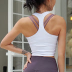 CretKoav Sports Vest Women's Running Fitness T Shirts Sexy Crop Top Workout Quick-Dry Yoga Tank Tops Elastic Tight Gym Clothes