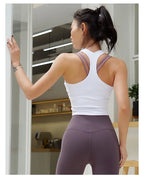 CretKoav Sports Vest Women's Running Fitness T Shirts Sexy Crop Top Workout Quick-Dry Yoga Tank Tops Elastic Tight Gym Clothes